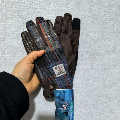 Retro Wool Touchscreen Tweed Plaid Gloves