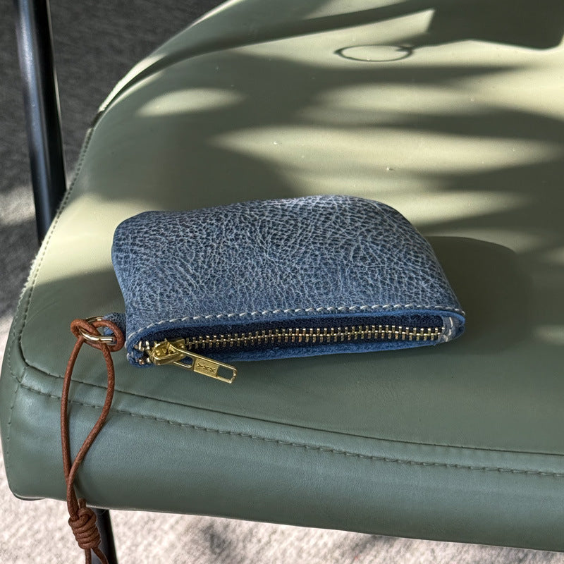 Retro Handmade Leather Zipper Wallet