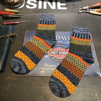 Winter colorful mid-calf socks thickened ethnic style boot socks