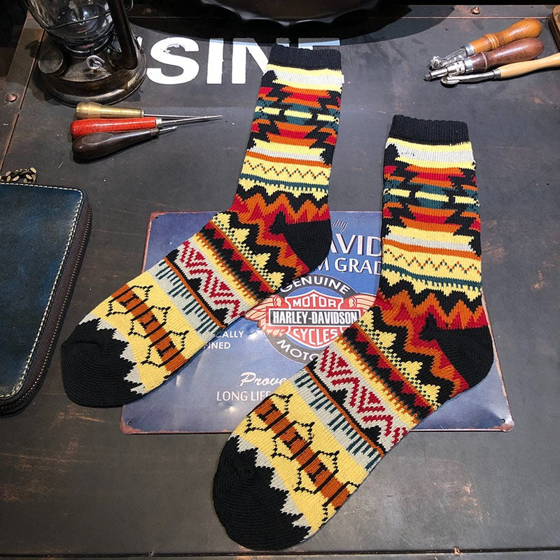 Winter colorful mid-calf socks thickened ethnic style boot socks