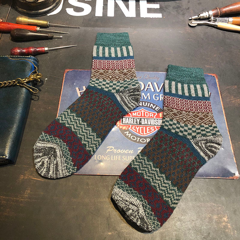 Winter colorful mid-calf socks thickened ethnic style boot socks