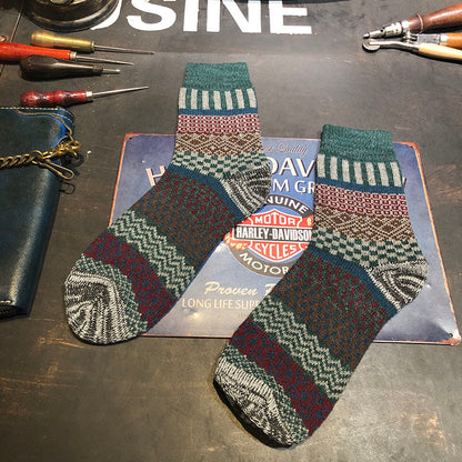 Winter colorful mid-calf socks thickened ethnic style boot socks