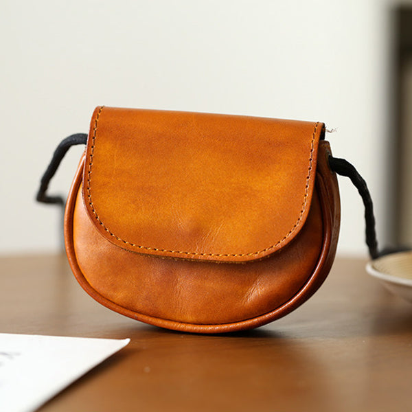Retro Handmade Leather Card Wallets Mini Crossbody Bags