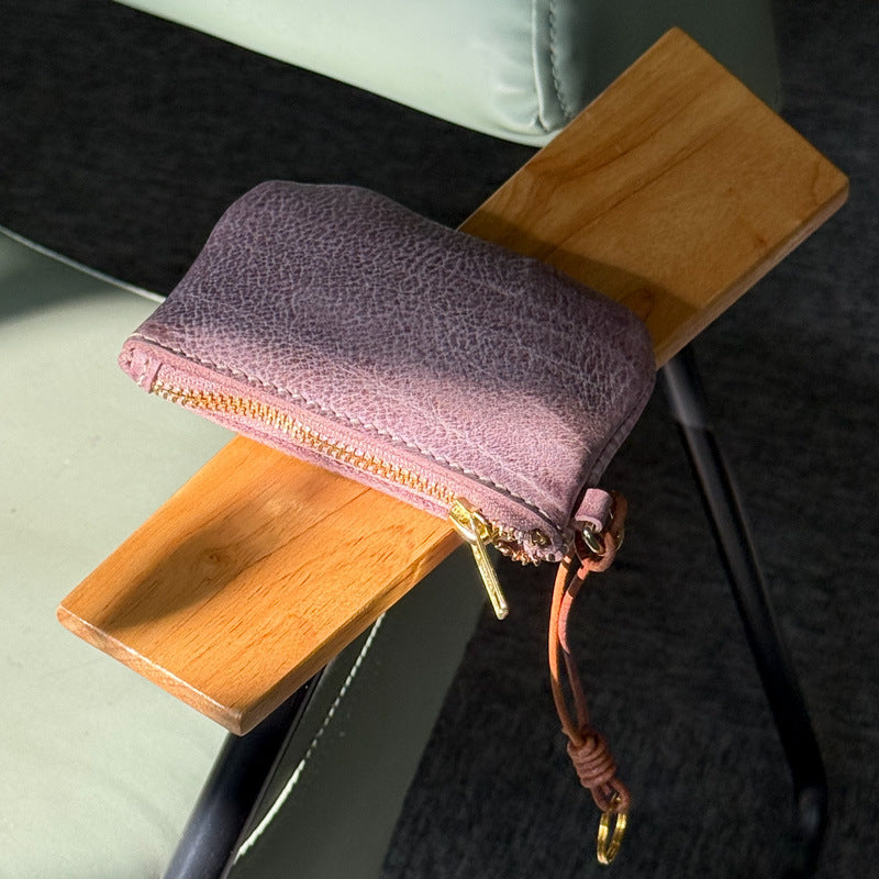 Retro Handmade Leather Zipper Wallet