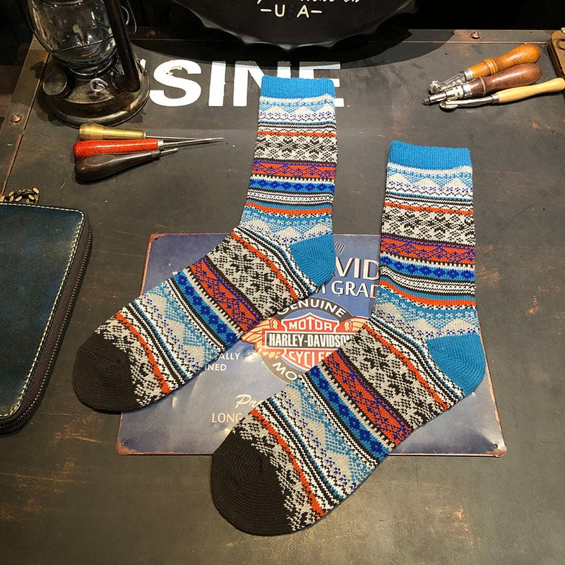 Winter colorful mid-calf socks thickened ethnic style boot socks