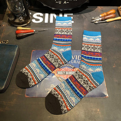 Winter colorful mid-calf socks thickened ethnic style boot socks