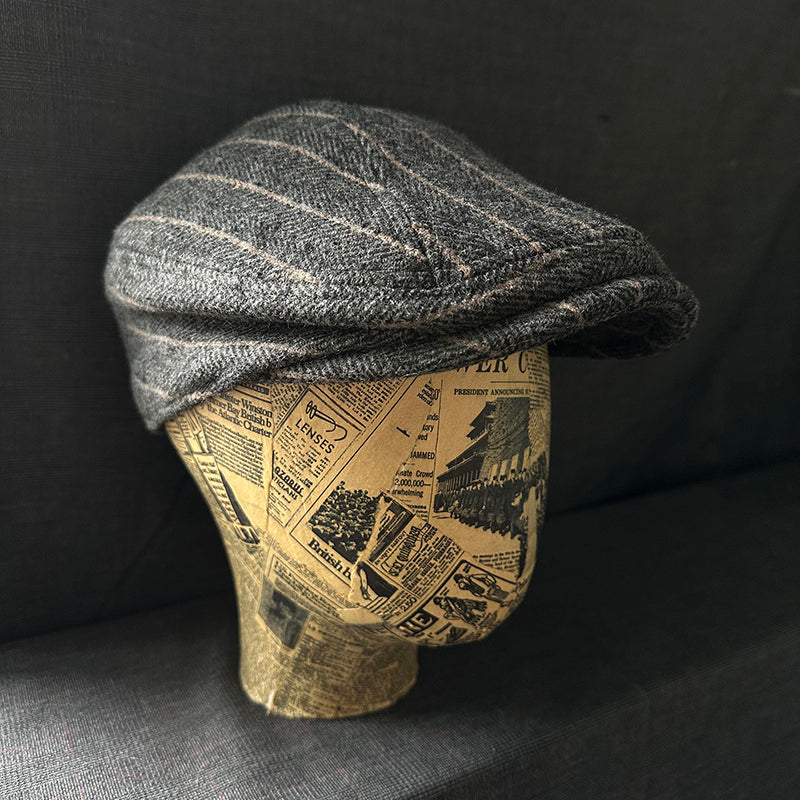 Retro Painter Beret Wool Striped Newsboy Hat