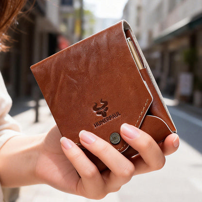 Retro Leather Multifunctional Compact Wallet