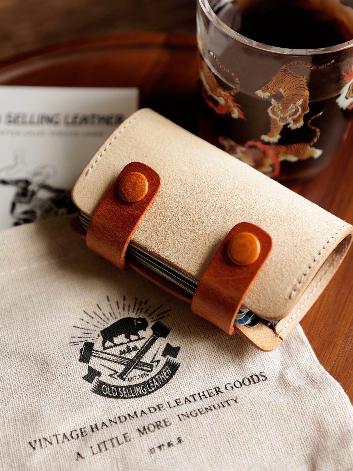 Retro Vegetable Tanning Leather Contrast Color 12 Card Slots Card Holder