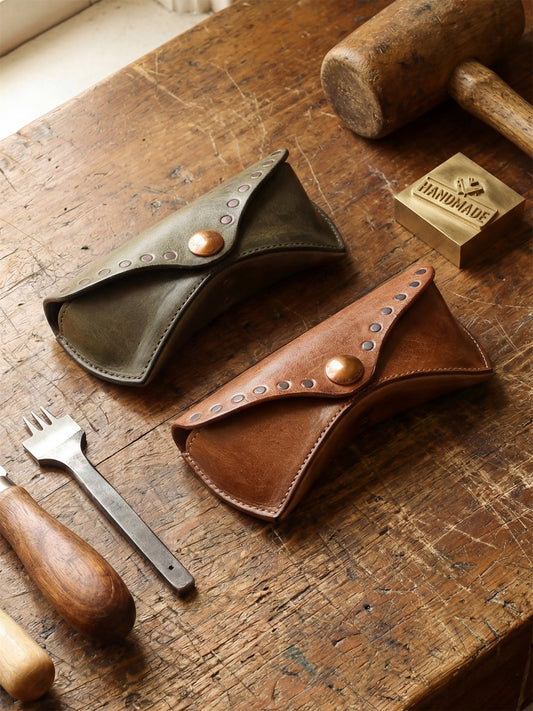 Retro Handmade Leather Glasses Case