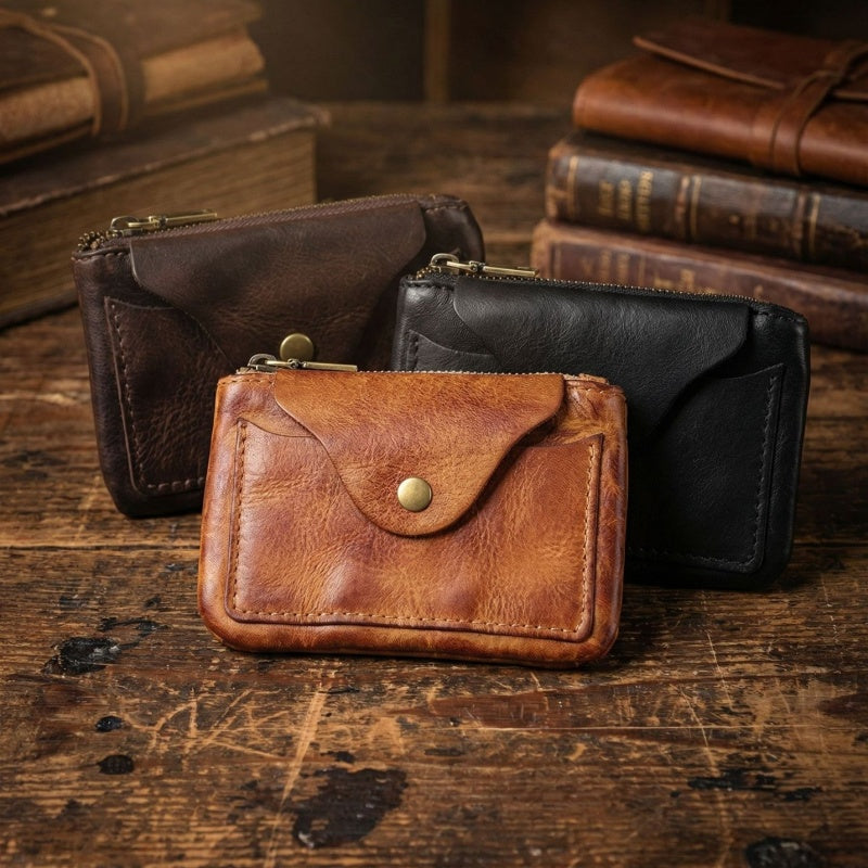 Vintage Leather Handmade Card Wallet
