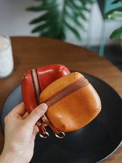 Retro Handmade Leather Coin Wallet Storage Bag