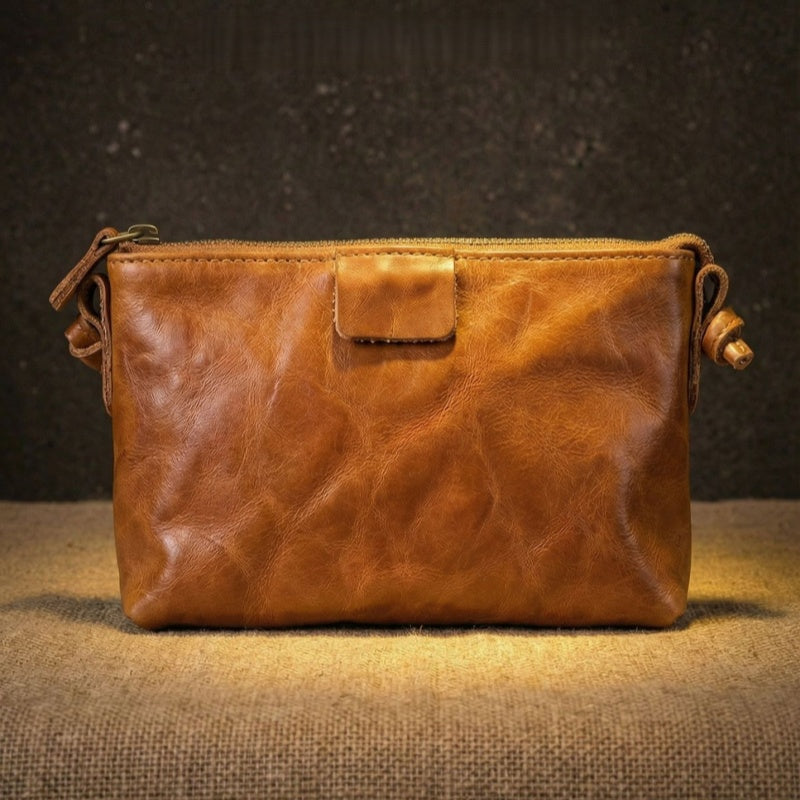 Retro Handmade Leather Small Crossbody Bag Portable Compact Organizer