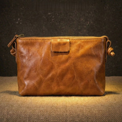 Retro Handmade Leather Small Crossbody Bag Portable Compact Organizer