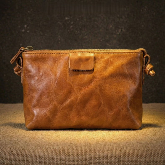 Retro Handmade Leather Small Crossbody Bag Portable Compact Organizer