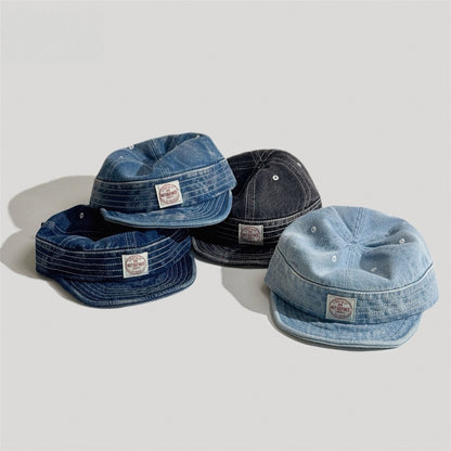 Retro Denim Flip Hat Beret Casual Cap Adjustable Hat