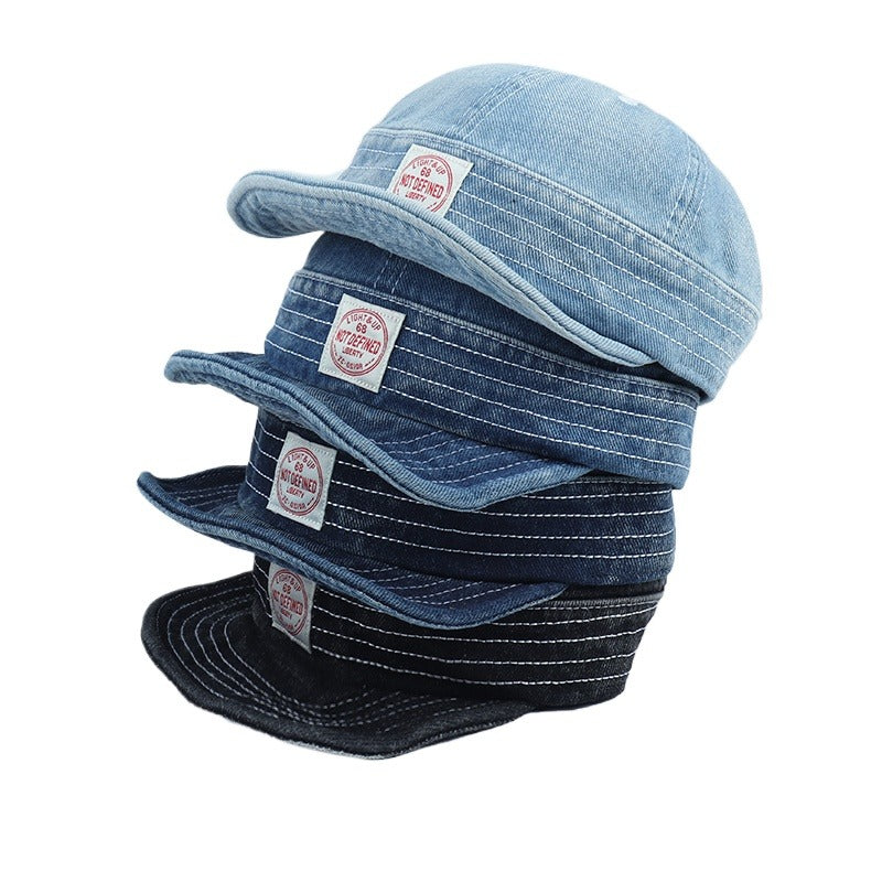 Retro Denim Flip Hat Beret Casual Cap Adjustable Hat