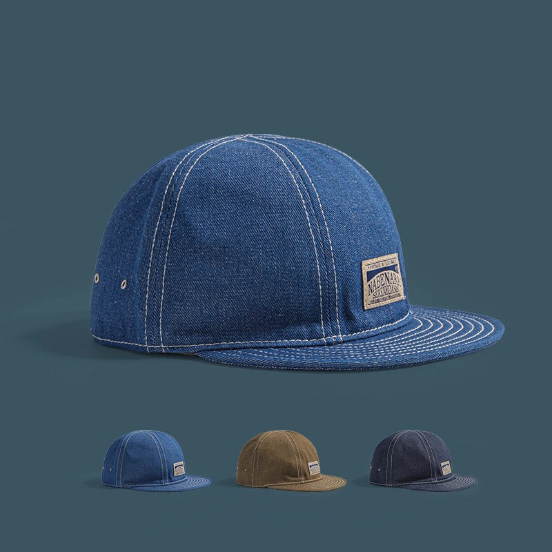 Retro Denim Flip Hat Beret Casual Cap Adjustable Hat