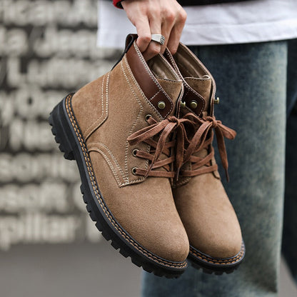 Retro Lacing Anti-slip Suede Boots
