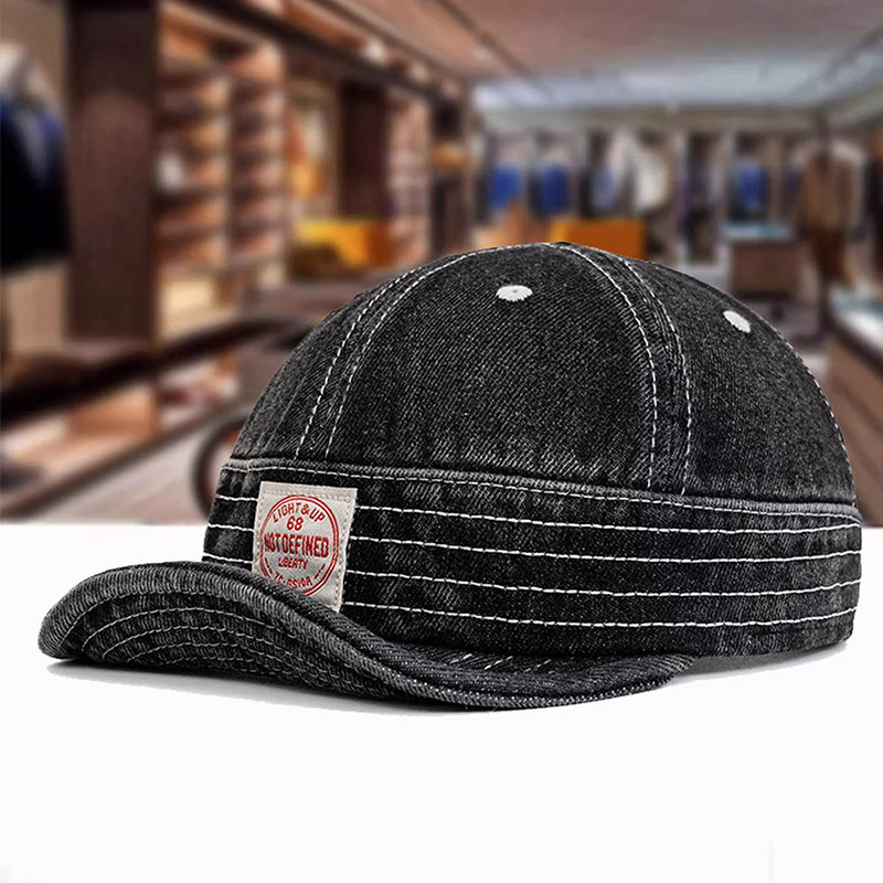Retro Denim Flip Hat Beret Casual Cap Adjustable Hat