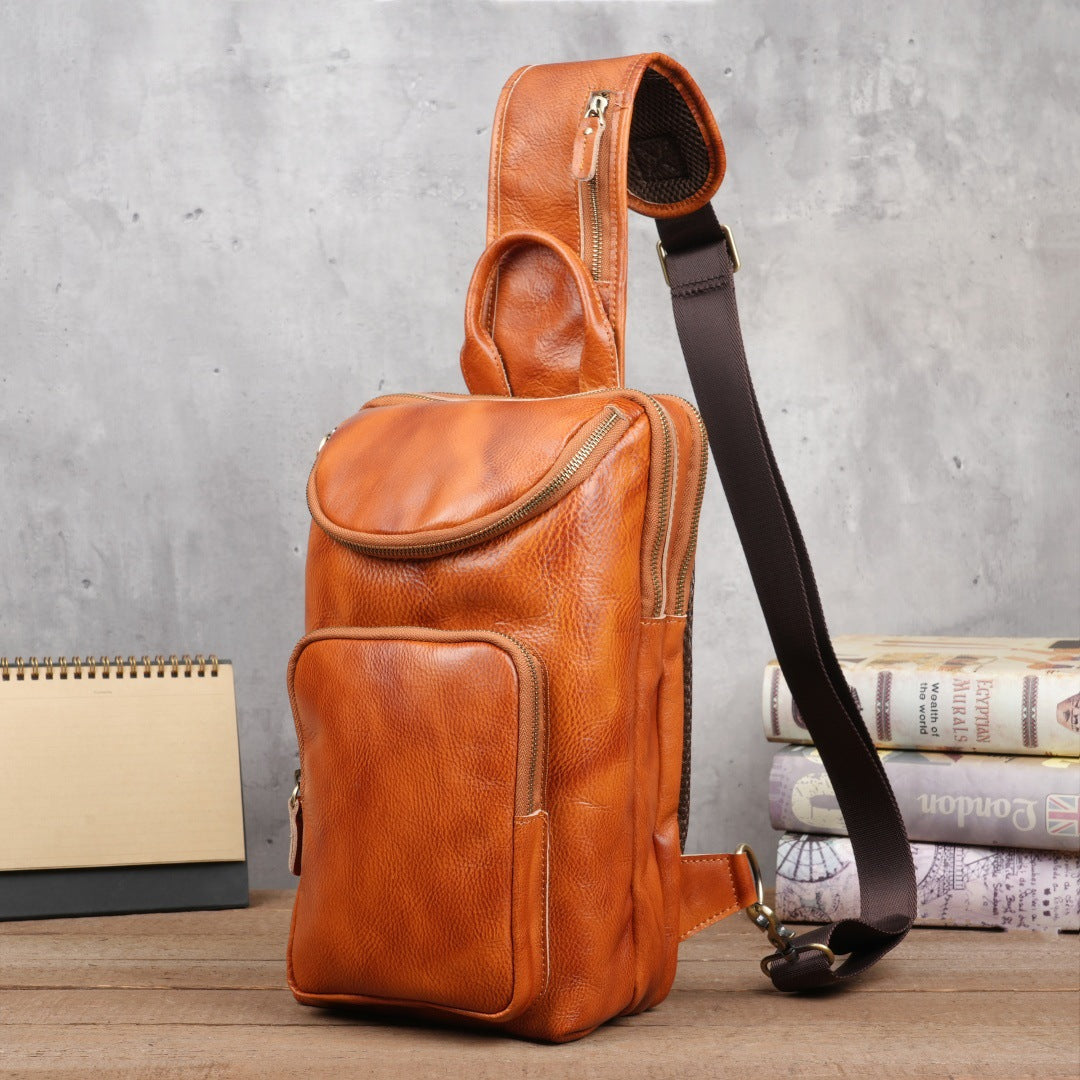 Retro Handmade Leather Chest Bag Crossbody Bag