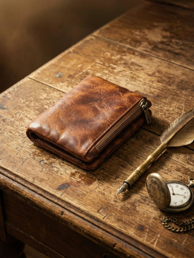 Retro Leather Handmade Short Wallets
