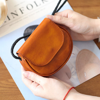 Retro Handmade Leather Card Wallets Mini Crossbody Bags