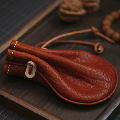 Retro Handmade Leather Coin Wallet Storage Bag