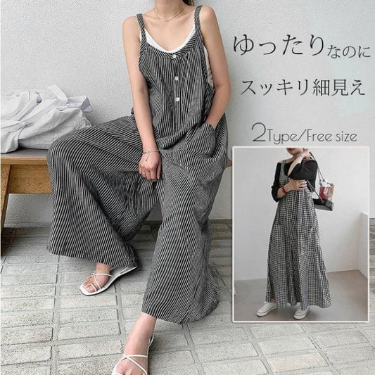 Vintage Striped Loose Causal Overalls