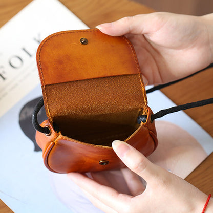 Retro Handmade Leather Card Wallets Mini Crossbody Bags