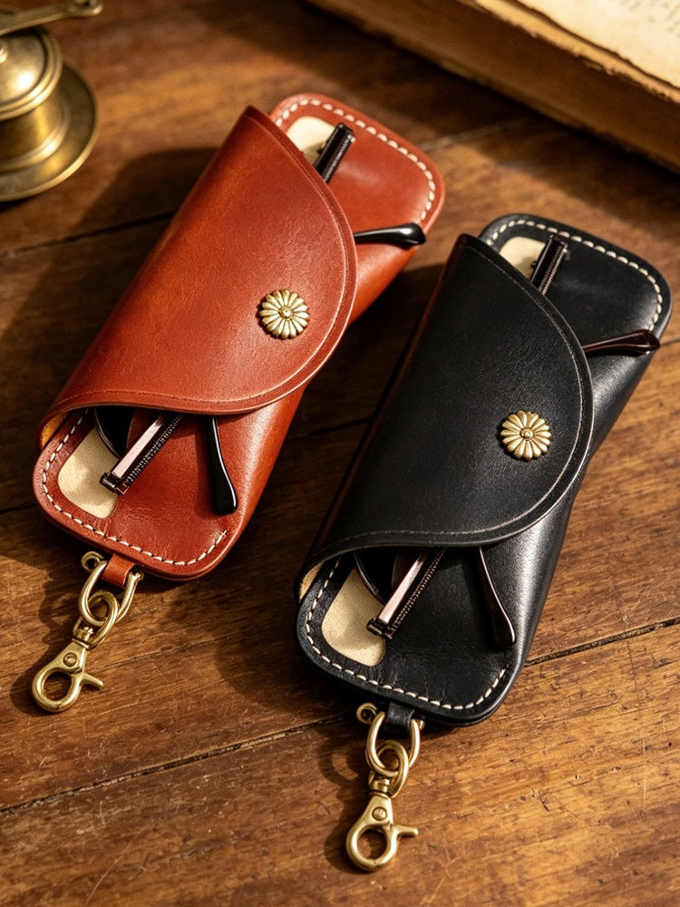 Retro Tanned Leather Glasses Case