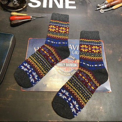 Winter colorful mid-calf socks thickened ethnic style boot socks