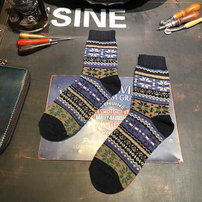 Winter colorful mid-calf socks thickened ethnic style boot socks