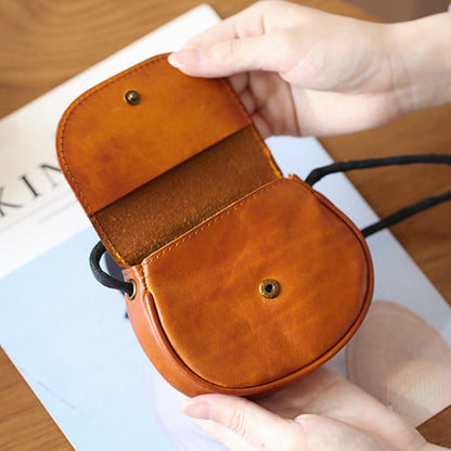 Retro Handmade Leather Card Wallets Mini Crossbody Bags