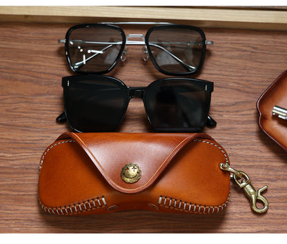 Pure Hand-made Retro Tanned Leather Glasses Case