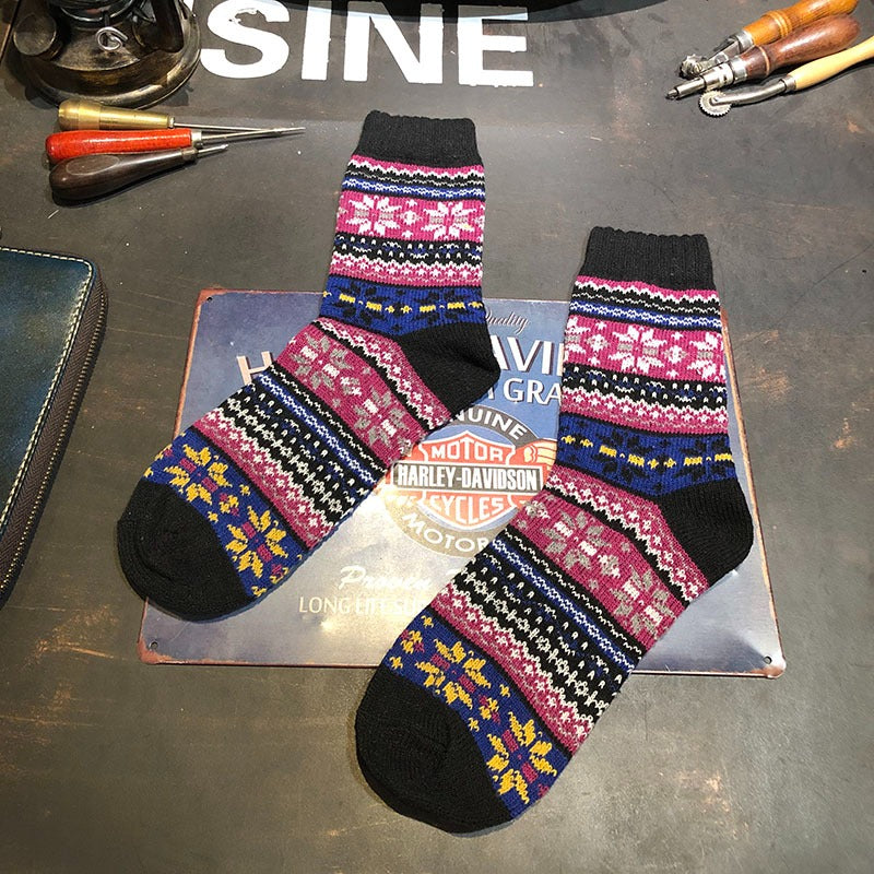 Winter colorful mid-calf socks thickened ethnic style boot socks