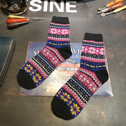 Winter colorful mid-calf socks thickened ethnic style boot socks