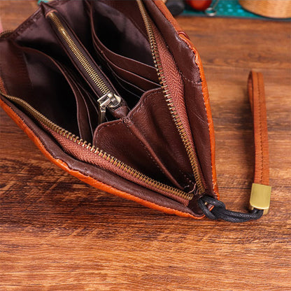 Men's Vintage Genuine Leather Wallet - Handmade Large Capacity Cowhide Money Clip