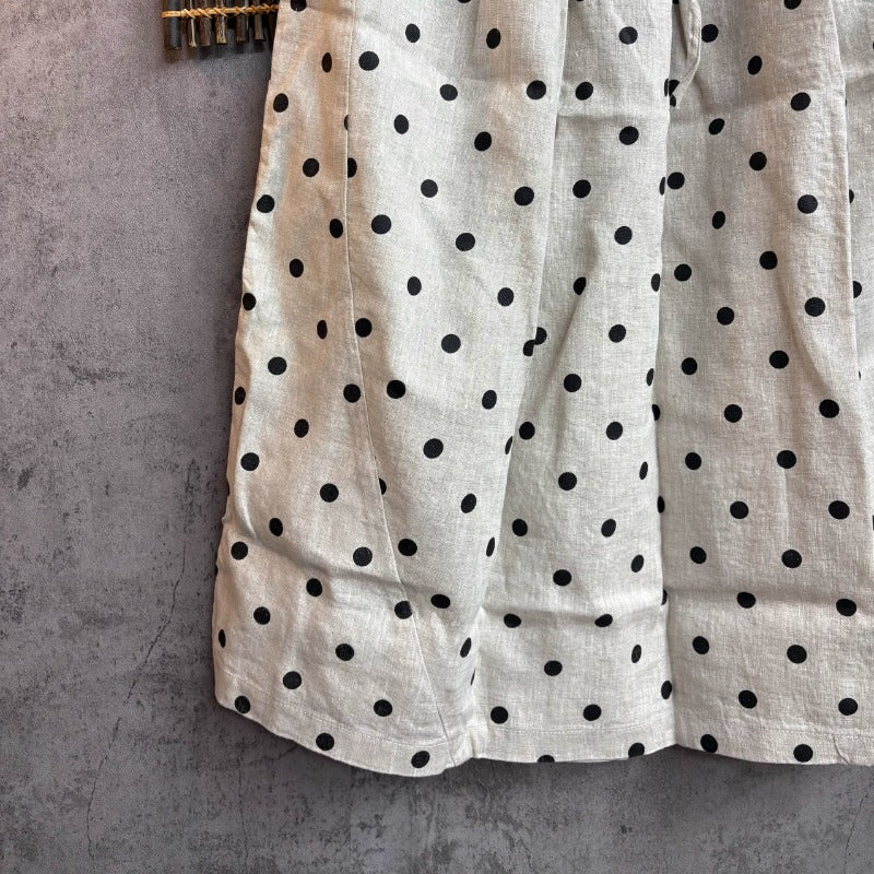 Retro Line Polka Dot Printed Drawstring Elastic Waist Skirt