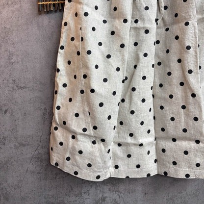 Retro Line Polka Dot Printed Drawstring Elastic Waist Skirt