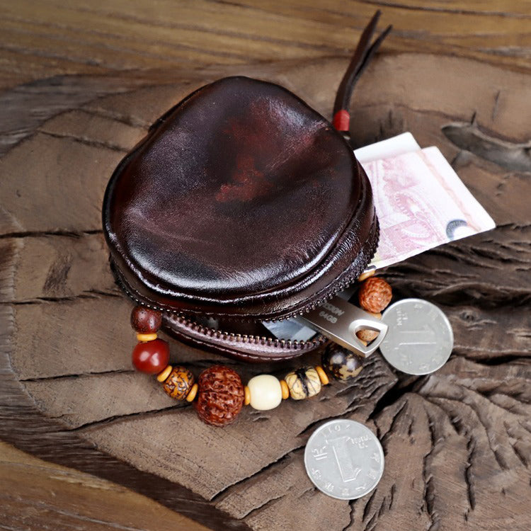 Hand-Brushed Vegetable Tanned Cowhide Coin Bag