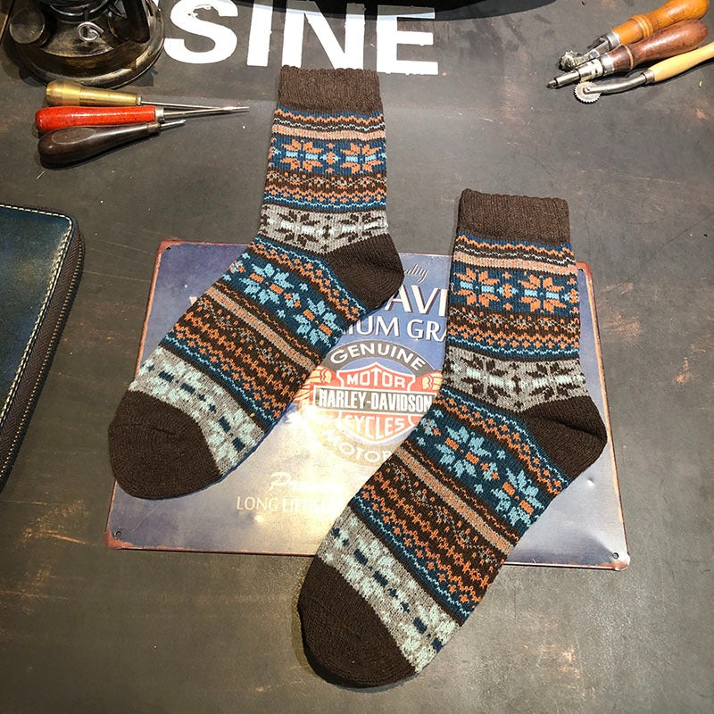 Winter colorful mid-calf socks thickened ethnic style boot socks