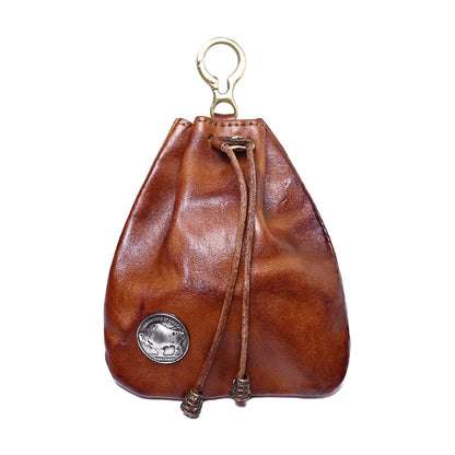 Simple Retro Genuine Leather Coin Purse, Key Pouch, Card Holder, and Storage Bag