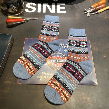 Winter colorful mid-calf socks thickened ethnic style boot socks