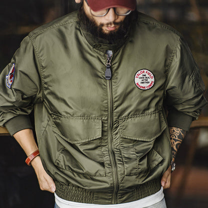 Retro G8WEP Nylon Short Stand Collar Army Green Jacket