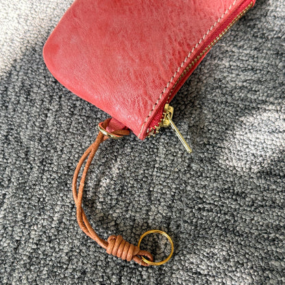 Retro Handmade Leather Zipper Wallet