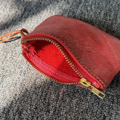 Retro Handmade Leather Zipper Wallet