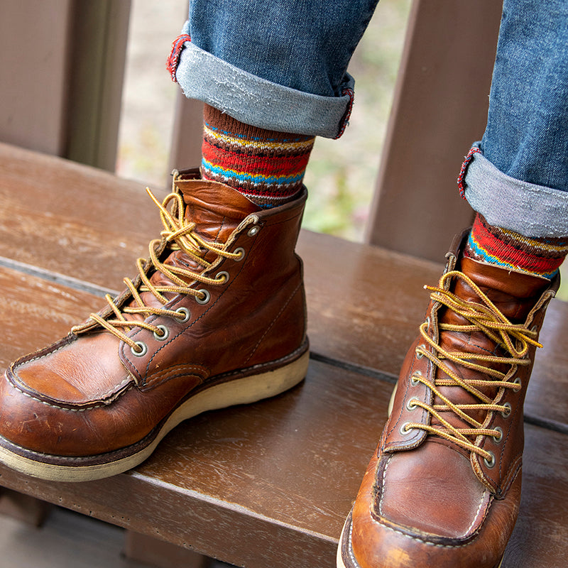 3 Pairs Winter colorful mid-calf socks thickened ethnic style boot socks