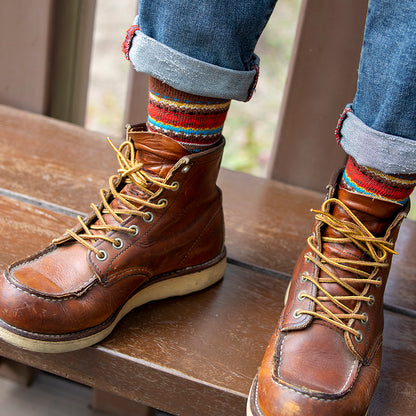 3 Pairs Winter colorful mid-calf socks thickened ethnic style boot socks