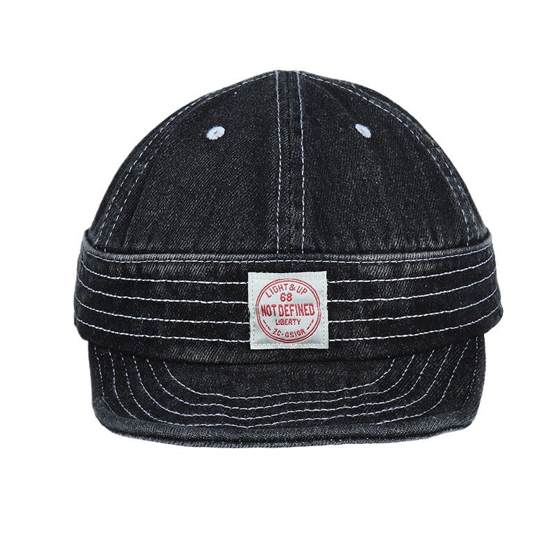Retro Denim Flip Hat Beret Casual Cap Adjustable Hat